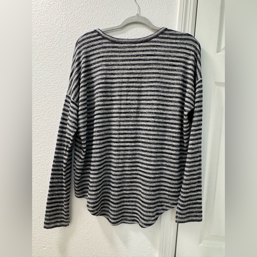 Rag & bone The Knit Striped Long-Sleeve Tee grey black size medium - Picture 4 of 7